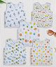 Baby Moo 100% Cotton Pack Of 5 Sleeveless Vehicles & Doodle Art Printed Jhablas - White