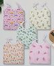 Baby Moo 100% Cotton Pack Of 5 Sleeveless Vehicles & Animals Printed Jhablas - Pink Yellow Green & Orange
