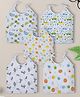 Baby Moo 100% Cotton Pack Of 5 Sleeveless Vehicles & Stars Printed Jhablas - White