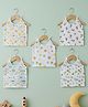 Baby Moo 100% Cotton Pack Of 5 Sleeveless Vehicles & Stars Printed Jhablas - White