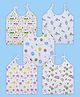 Baby Moo 100% Cotton Pack Of 5 Sleeveless Vehicles & Fruits Printed Jhablas - White
