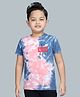 3PIN Cotton Jersey Half Sleeves No Way Out Text Printed Tie Dye Tee - Pink & Blue