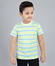 3PIN Cotton Jersey Half Sleeves Striped Tee - Green Blue & White