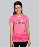 3PIN Cotton Jersey Half Sleeves Floral & Hearts Printed Top - Pink