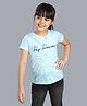 3PIN Cotton Lycra Half Sleeves Tie Dye  & Day Dreamer Text Printed Top - Sky Blue