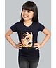 3PIN Cotton Tencel Blend Half Sleeves Placement Girl Printed Tee - Navy Blue
