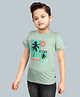 3PIN Cotton Tencel Blend Half Sleeves Tropical Theme Printed Tee - Camo Green
