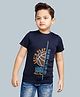 3PIN Cotton Tencel Blend Half Sleeves Placement Sports Theme Printed Tee - Navy Blue