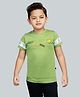 3PIN Cotton Tencel Blend Half Sleeves Placement Typography Printed Tee - Camo Green