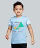 3PIN Cotton Tencel Blend Half Sleeves Placement Typography Printed Tee - Sky Blue