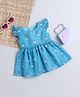Many Frocks & Frill Sleeves Floral Printed Dress - Blue