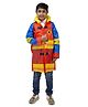 Yellow Bee PVC Full Sleeves Firefighter Adventure Printed Hooded Raincoat - Yellow & Red