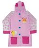 Yellow Bee PVC Full Sleeves Giraffe Detailed Hooded Raincoat - Pink