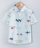 Hugsntugs Half Sleeves Helicopter Printed Shirt - Sky Blue