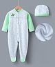 Kookie Kids Full Sleeves Winter Wear Romper & Cap with Teddy Bear Design - Green