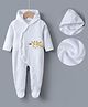 Kookie Kids Full Sleeves Footed  Hooded Winter Wear Romper with Giraffe Embroidery - White