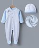 Kookie Kids Full Sleeves Winter Wear Romper with Teddy Bear Design - Blue