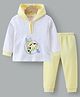 Kookie Kids Full Sleeves Hooded Winter Night Suit With Giraffe Embroidery - Light Yellow
