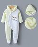 Kookie Kids Full Sleeves Footed  Hooded Winter Wear Romper with Bug Embroidery - Yellow