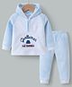 Kookie Kids Full Raglan Sleeves Hooded Winter Night Suit with Text Print - Light Blue