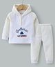 Kookie Kids Full Raglan Sleeves Hooded Winter Night Suit with Text Print -Beige