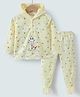Kookie Kids Full Sleeves Hooded Winter Night Suit With Giraffe Embroidery - Beige