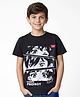 Pine Kids Cotton Knit Half Sleeves T-Shirt with Anime Print - Black