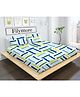 Filymore Line Printed Double Bedsheet with 2 Pillow Cover - White and Blue