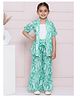 AJ Dezines Cotton Half Sleeves Tropical Printed Cooridnating Top Pant & Shrug Set - Green