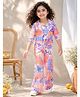 AJ Dezines Cotton Three Fourth Sleeves Floral Printed Coordinatting Top Pant & Jacket Set - Purple