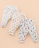 Bodycare Cotton Full Length Dino & Fish Printed Anti Bacterial Thermal Pants Pack of 3 - Offwhite