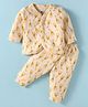 Bodycare Cotton  Full Sleeves Thermal Front Open Vest & Pajama with Giraffe Print -  Cream