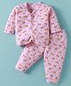 Bodycare Antibacterial Front Open Full Sleeves Thermal Vest with Pant Vehicle Print - Baby Pink