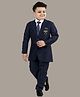 BT DEZINES Full Sleeves Solid 4 Piece Suit Set - Navy Blue
