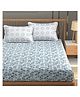 Florida Double Bed Cotton Bedsheet with King Size 2 Pillow Cover - Blue