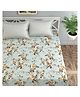 Florida Microfiber Fitted Bedsheet for Double Bed with 2 Pillow Covers - Floral Print, Light Blue