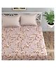 Florida Microfiber Fitted Bedsheet for Double Bed with 2 Pillow Covers - Floral Print, Pink