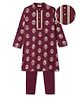 EARTHY TOUCH Single Jersey Knit Full Sleeves Kurta Pajama Set with Floral Foil Print - Maroon