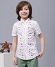 One Friday Half Sleeves Fun Doodle Printed Cotton Shirt - Off White