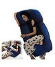 Get It Maternity Pillow Premium 3 in 1 Multi Usage as Breastfeeding , Baby Guard 100% Cotton Removable Cover with Zip - Navy Blue Plain