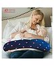 Get It Premium 2 In 1 Model 100 % Cotton Extra Large Breastfeeding Recron Pillow Removable cover with Zip Buckle Adjust One Side Dry Sheet Grey - Navy Blue Print