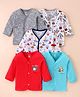 OHMS Single Jersey Knit Full Sleeves Jhablas with Dino & Bear Print Pack of 5 - Red Grey & White