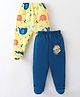 OHMS Single Jersey Knit Footed Bootie Leggings With Animals Print Pack Of 2 - Blue & Yellow