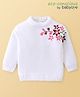 Babyoye Knitted Full Sleeves Pullover Sweater with Floral Embroidery - White