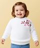 Babyoye Knitted Full Sleeves Pullover Sweater with Floral Embroidery - White