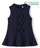 Babyoye Knitted Sleeveless Woollen Dress With Bow Applique - Navy Blue