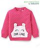 Babyoye Cotton Knit Full Sleeves Pullover Sweater with Bunny Patch Applique - Pink