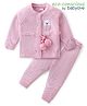 Babyoye Cotton Knit Full Raglan Sleeves Sweater Set with Bear Patch - Light Pink