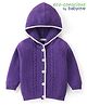 Babyoye Knitted Full Sleeves Front Open Hooded Sweater With Pearl Knit Design - Purple