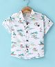 Dew Drops Poplin Knitted Half Sleeves Beach Theme Printed Shirt - Off White